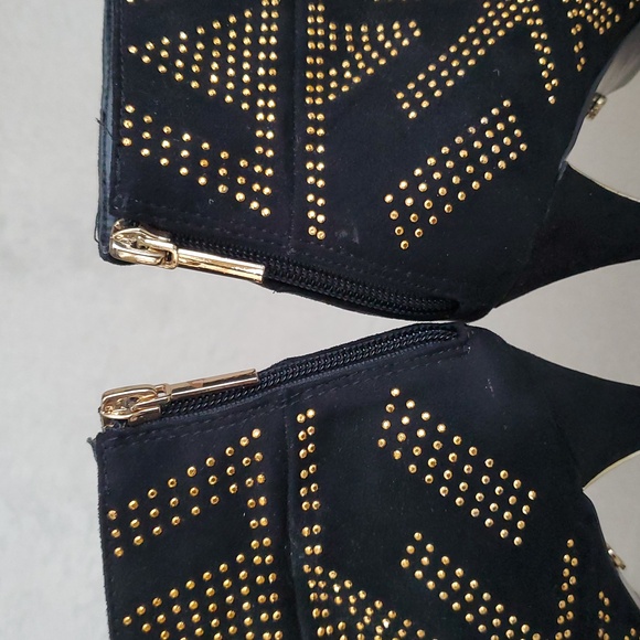 🆕️THALIA SODI Alejandra Black & Gold Studded Zip Up Stiletto Booties SIZE: 11 M - Picture 5 of 11